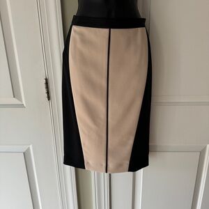 NWT Ann Taylor Tan and Black Color Block Pencil Skirt Size 2